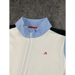 Redvanly Full Zip Jacket Womens Large White Blue Golf Performance Stretch EUC
